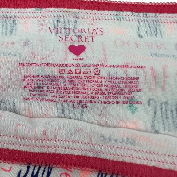 Victoria's Secret Colorful Script Print Cotton Hi Cut Leg Bikini Womens Size Lar - Picture 3 of 6